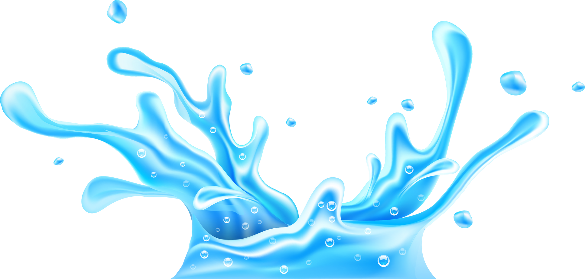 Water splash with bubbles spray and drops PNG